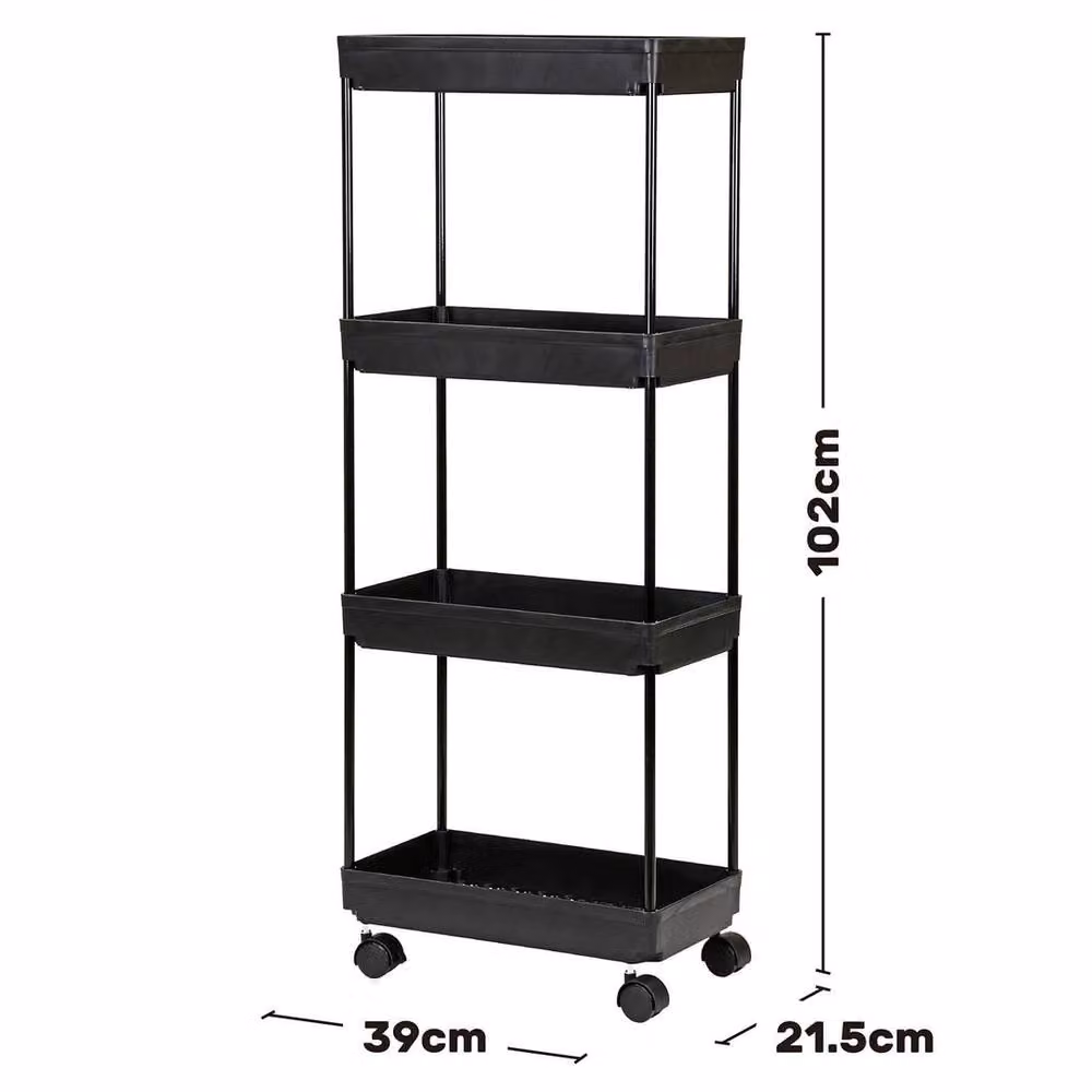 SPETLEK 4 Tier Slim Slide Out Kitchen Trolley Rack in Black – 2