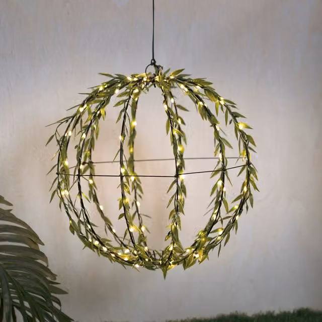 The Illuminated Garden Solar Floral Orb Hanging Light in White and Green