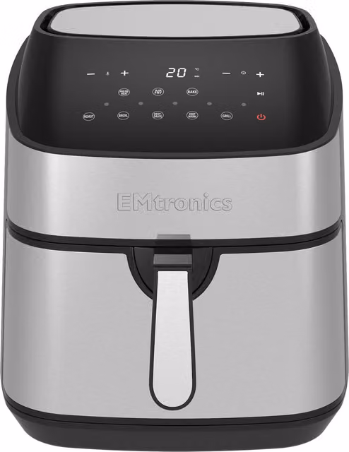 EMtronics 9 Litre Digital Single Basket Air Fryer in Silver Stainless Steel