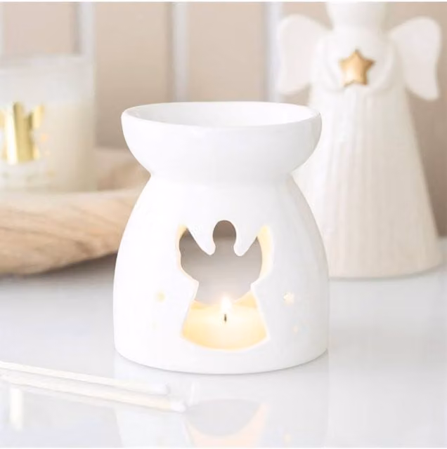 KDMD Angel Cut Out Ceramic Oil Burner and Wax Warmer in White