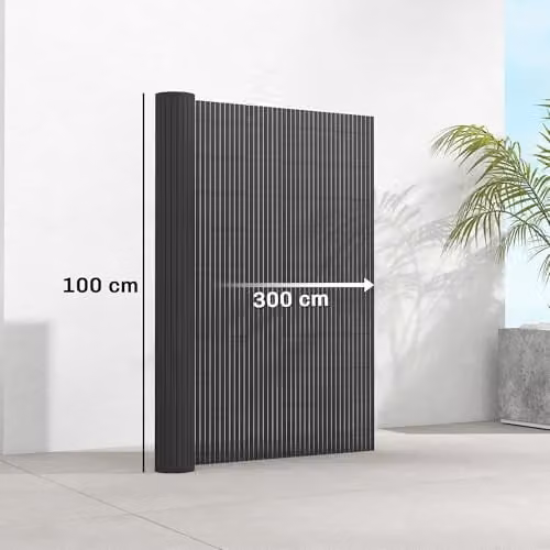 Outsunny 2-Piece Plastic Privacy Screening Windbreak Fence, Dark Grey, H: 100 cm x W: 300 cm – 6
