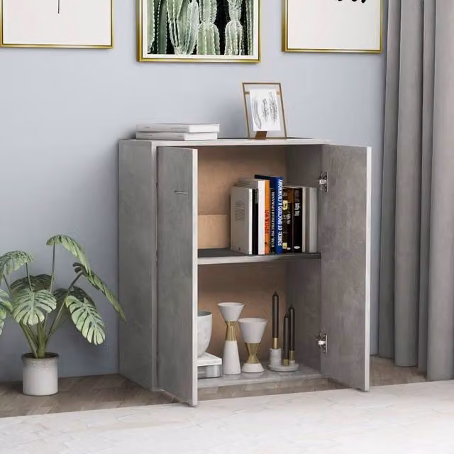 Berkfield Home Sideboard in Concrete Grey, W/D/H: 60 x 30 x 75 cm
