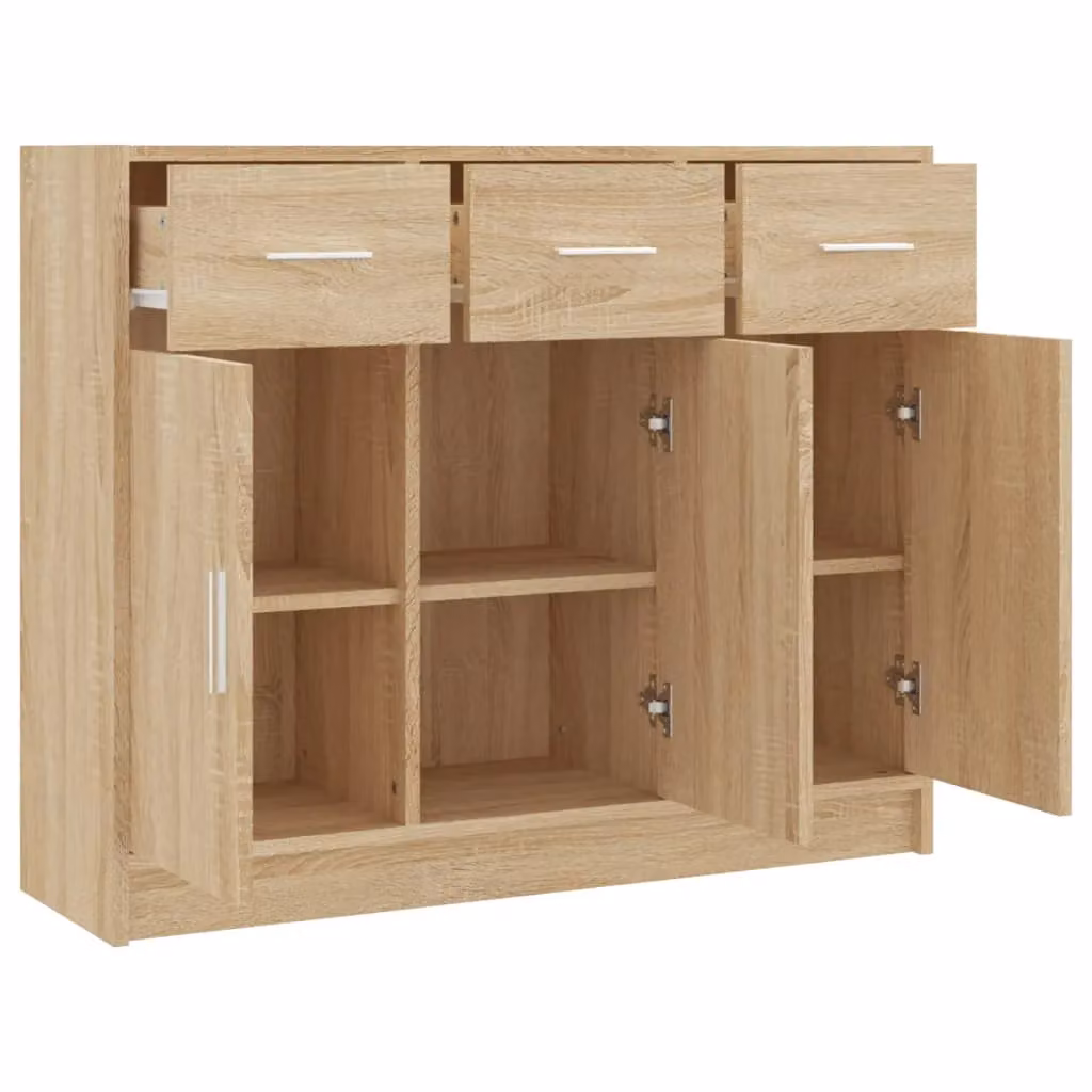 Berkfield Home Sonoma Oak Sideboard in Brown, W/D/H: 91 x 28 x 75 cm – 2