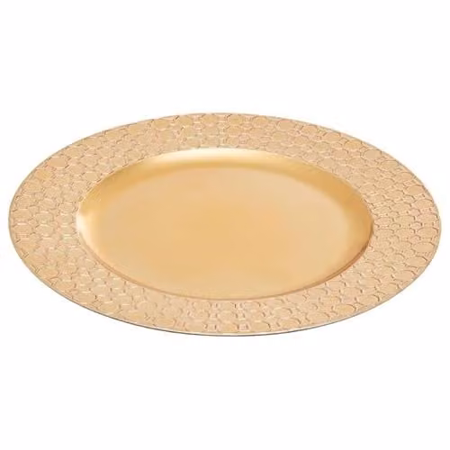 Orsina Gold Geometric Melamine Dinner Plate with Octagon Pattern Rim, W: 33 cm, D: 33 cm, H: 0.32 cm