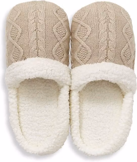 Murmur Knitted Linen Slippers in Grey and Beige