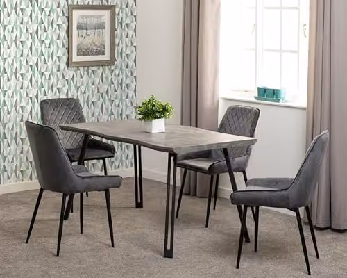 Seconique Avery Extending Dining Set with 4 Chairs in Concrete and Grey – 2
