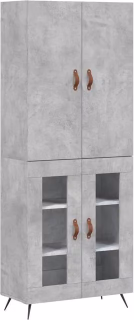 Berkfield Home Highboard in Concrete Grey, W/D/H: 69.5 x 34 x 180 cm – 1