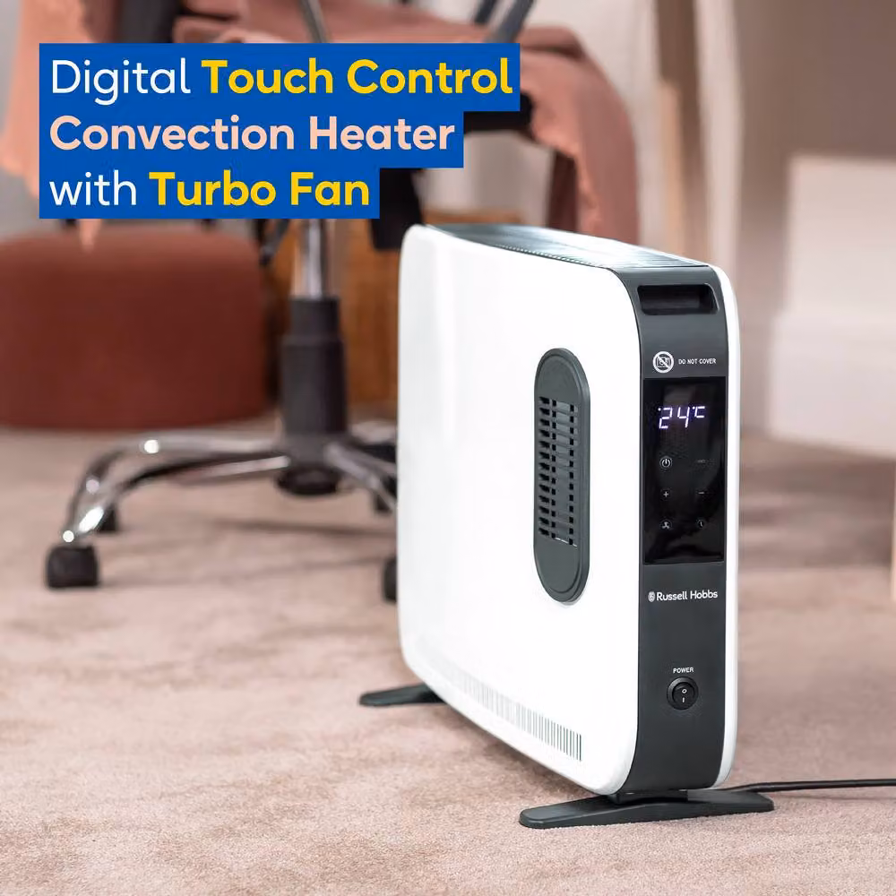 Russell Hobbs RHCVHTF2004 Digital Convector Heater, 2000W Electric with Turbo Fan and Timer, White – 3