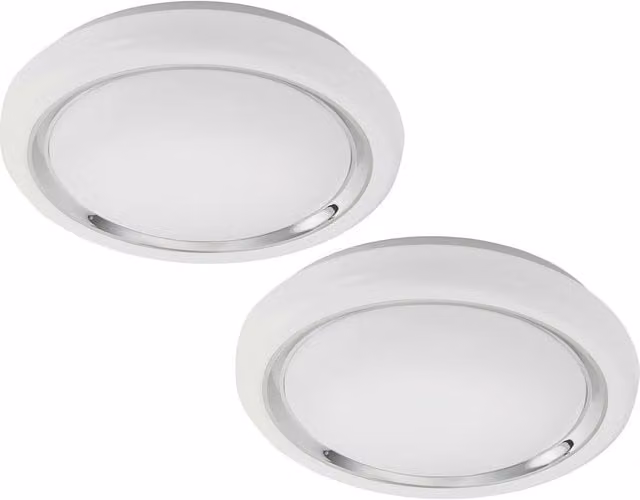 Loops 2 Pack Modern Round LED Ceiling and Wall Flush Light in White and Chrome, 23W