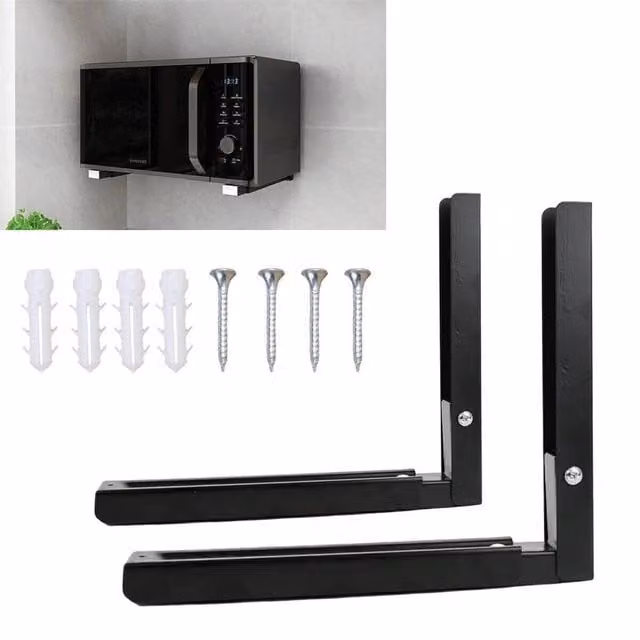 SPETLEK Adjustable Stretch Heavy Duty Wall Mounted Oven Shelf Storage Bracket, Black, W: 1000 cm, D: 52 cm – 1