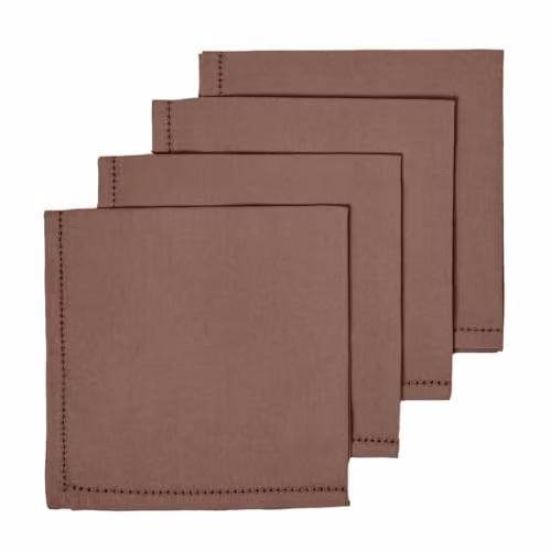 HOMESCAPES Set of 4 Plain Chocolate Brown 100% Cotton Cloth Napkins, W/D/H: 45 x 45 x 45 cm – 1