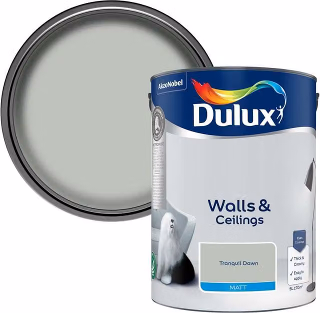 Dulux Matt Emulsion Paint for Walls and Ceilings in Tranquil Dawn Grey Green