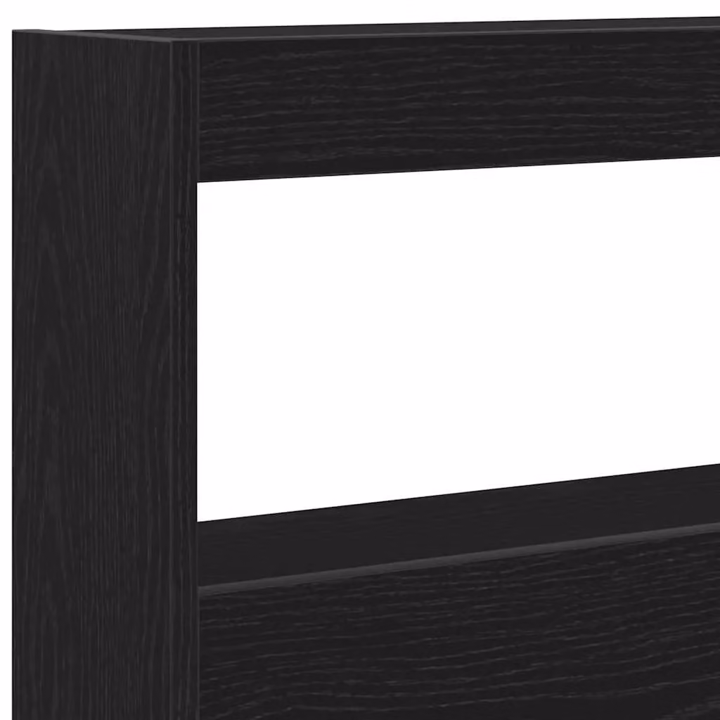 Berkfield Home Modern Black Oak Headboard Cabinet with LED Lighting and USB Charging Port, W: 160 cm, D: 17 cm, H: 102 cm – 6