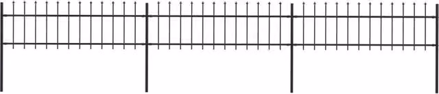 Berkfield Home Spear Top Steel Garden Fence, Black, W: 5.1 m, H: 0.6 m