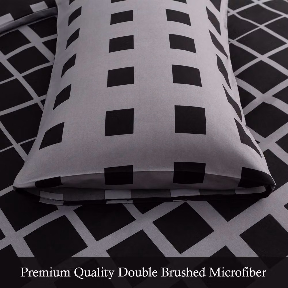 Grace Single Reversible Microfibre Duvet Cover Set with Pillowcases in Black or Grey – 13