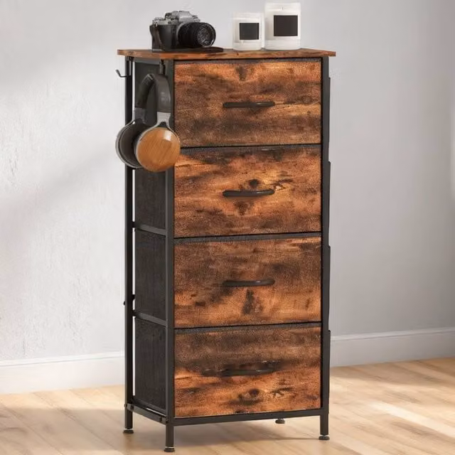 ERGOVEXA Chest of Four Fabric Drawers in Rustic Brown