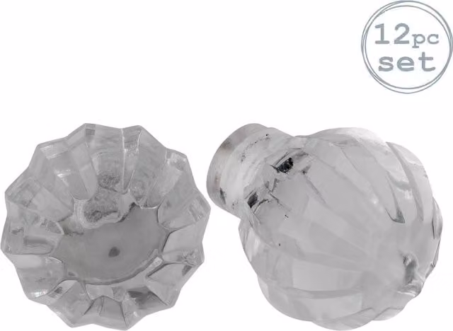 Nicola Spring Transparent Glass Cabinet Knobs, Pack of 12 – 1