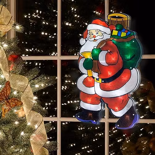 The Christmas Workshop 70370 LED Santa Claus Metallic Silhouette Window Light in White and Multicolour, W 52 cm x H 29 cm – 6