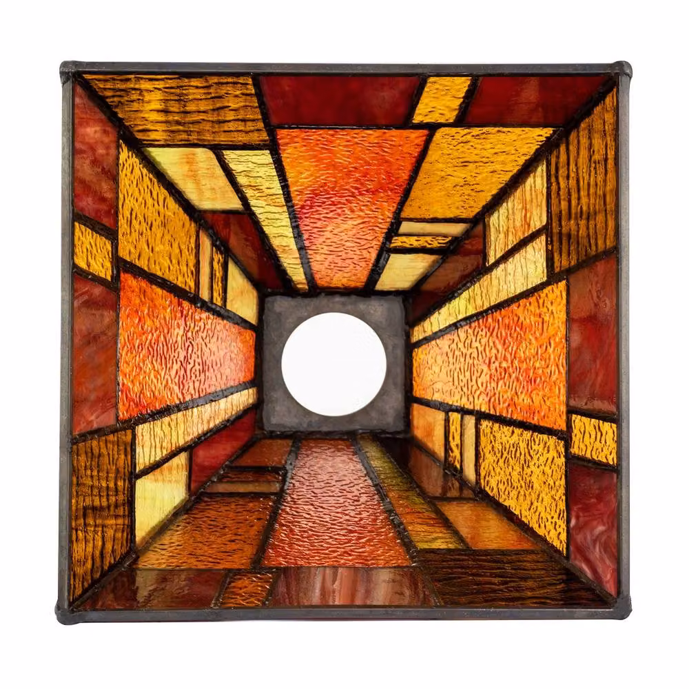 Happy Homewares Art Deco Tiffany Pendant Lighting Shade in Orange and Multicolour Glass – 3