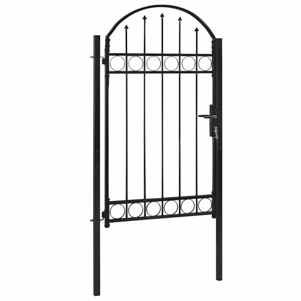 Berkfield Home Steel Arched Top Fence Gate, Black, W: 100 cm, H: 175 cm – 2