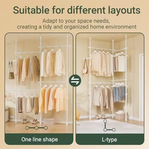SoBuy Adjustable Wardrobe Organiser in White – 2