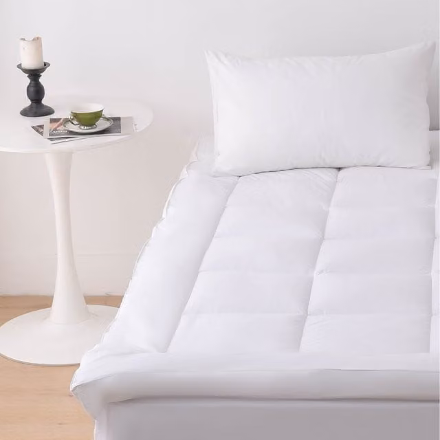 Glamhaus Luxury Anti-Allergy White Cotton Mattress Topper