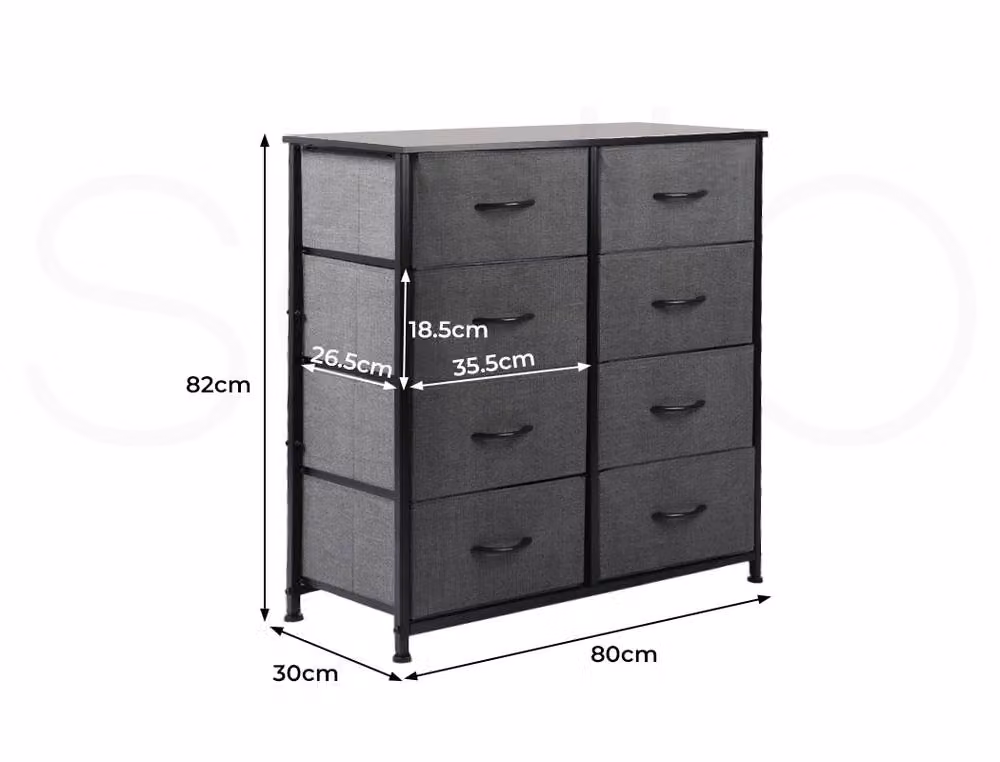 Levede 8 Drawer Fabric Chest of Drawers in Grey – 6