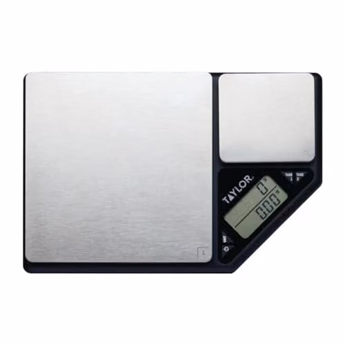Taylor Dual Platform Digital Kitchen Scale in Black and Silver with Stainless Steel Finish and 5kg Capacity – 1
