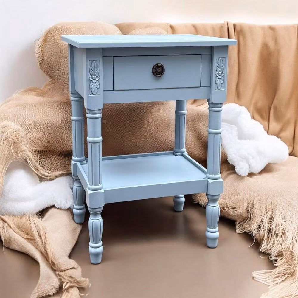 Minster Single Drawer Side Table in Blue, W: 45 cm, D: 35 cm, H: 65 cm – 2