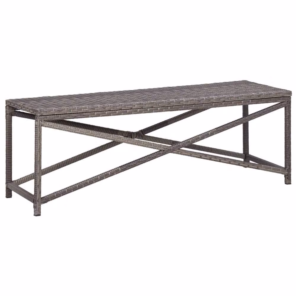 Berkfield Home Grey Poly Rattan and Steel Garden Bench W/D/H: 120 x 40 x 43 cm – 2
