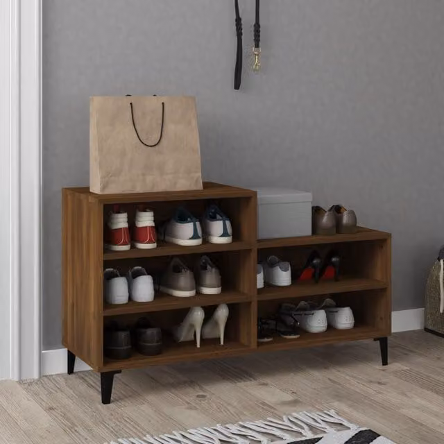 Berkfield Home Brown Oak Shoe Cabinet W/D/H: 102 x 36 x 60 cm – 1