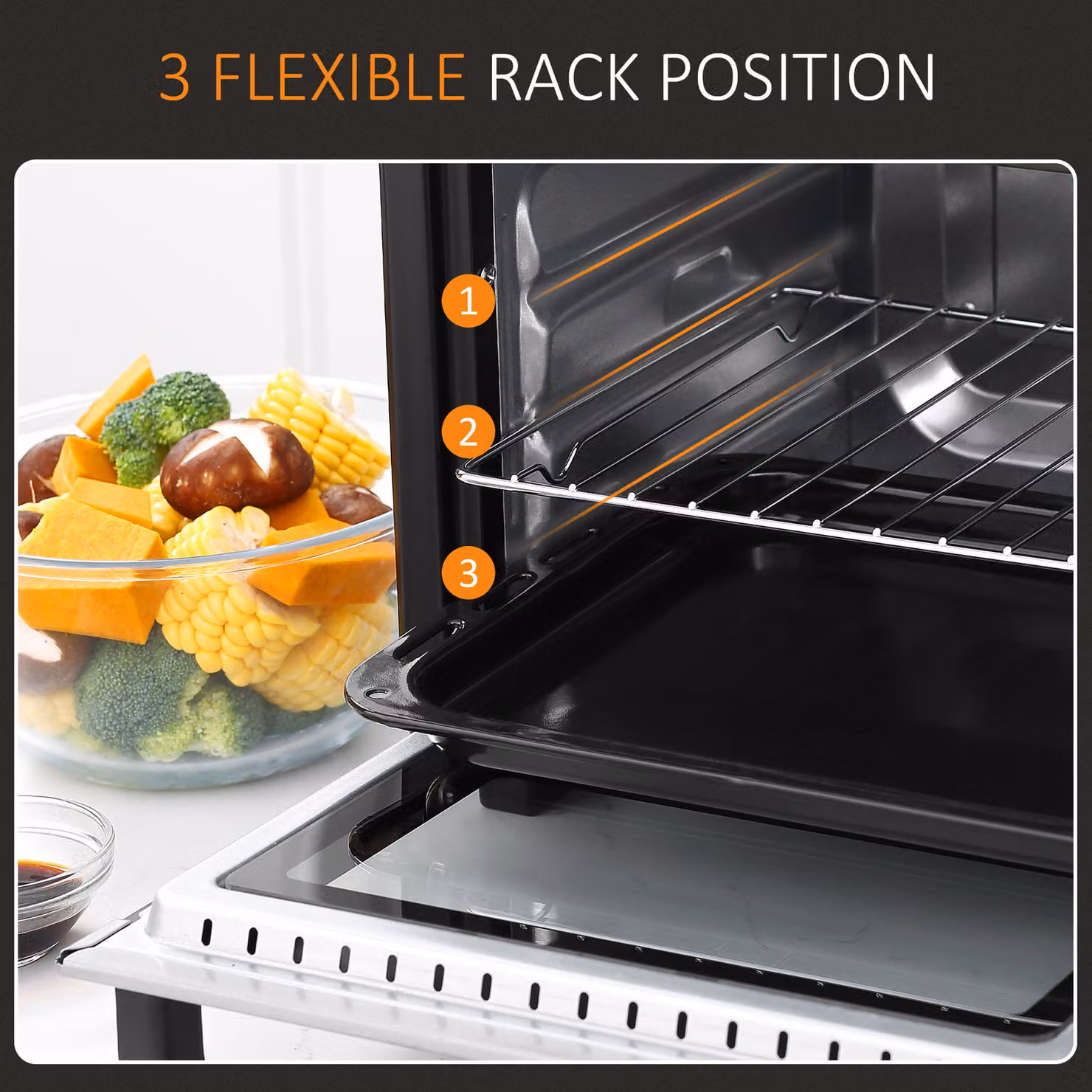 HOMCOM 16L Convection Mini Oven with 1400W Electric Grill, Toaster Oven with Adjustable Temperature, 60 Minute Timer and Crumb Tray – 6