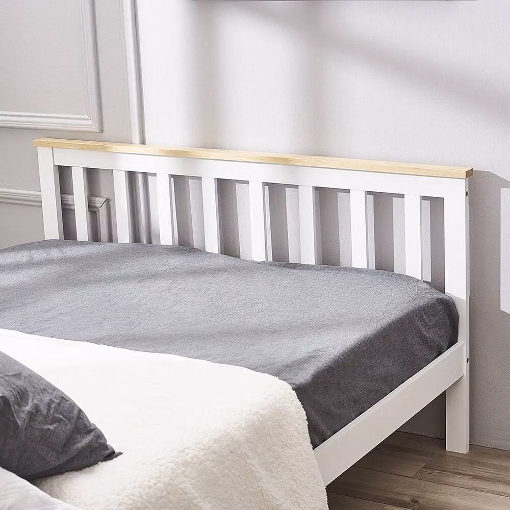 VOGREX Simple White Wooden Double Bed for Adults and Kids, W/D/H: 140 x 190 x 77 cm – 3