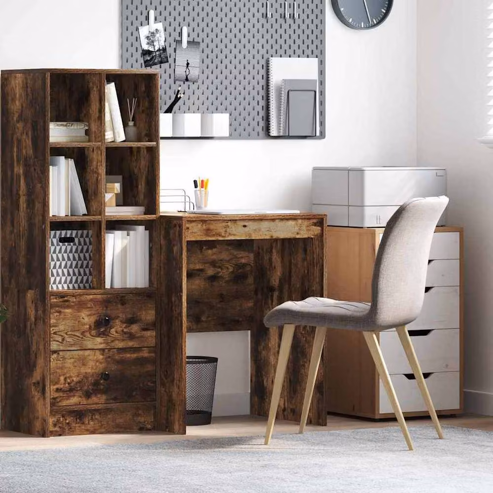 Berkfield Home Writing Desk in Brown Smoked Oak, W/D/H: 60 x 50 x 76 cm – 2