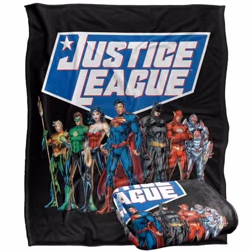 LOGOVISION Justice League Modern Line Up Super Soft Silky Touch Fleece Throw Blanket, Multicolour, W: 152 cm, D: 127 cm