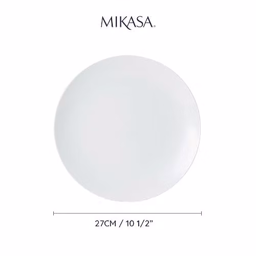 Mikasa White Porcelain Dinner Plate Set of 4, Diameter: 27 cm