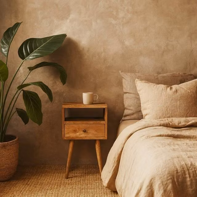 Wyld Haus Parma Mini Bedside Table in Brown Mango Wood with Oak Finish, W/D/H: 30 x 30 x 57 cm – 1