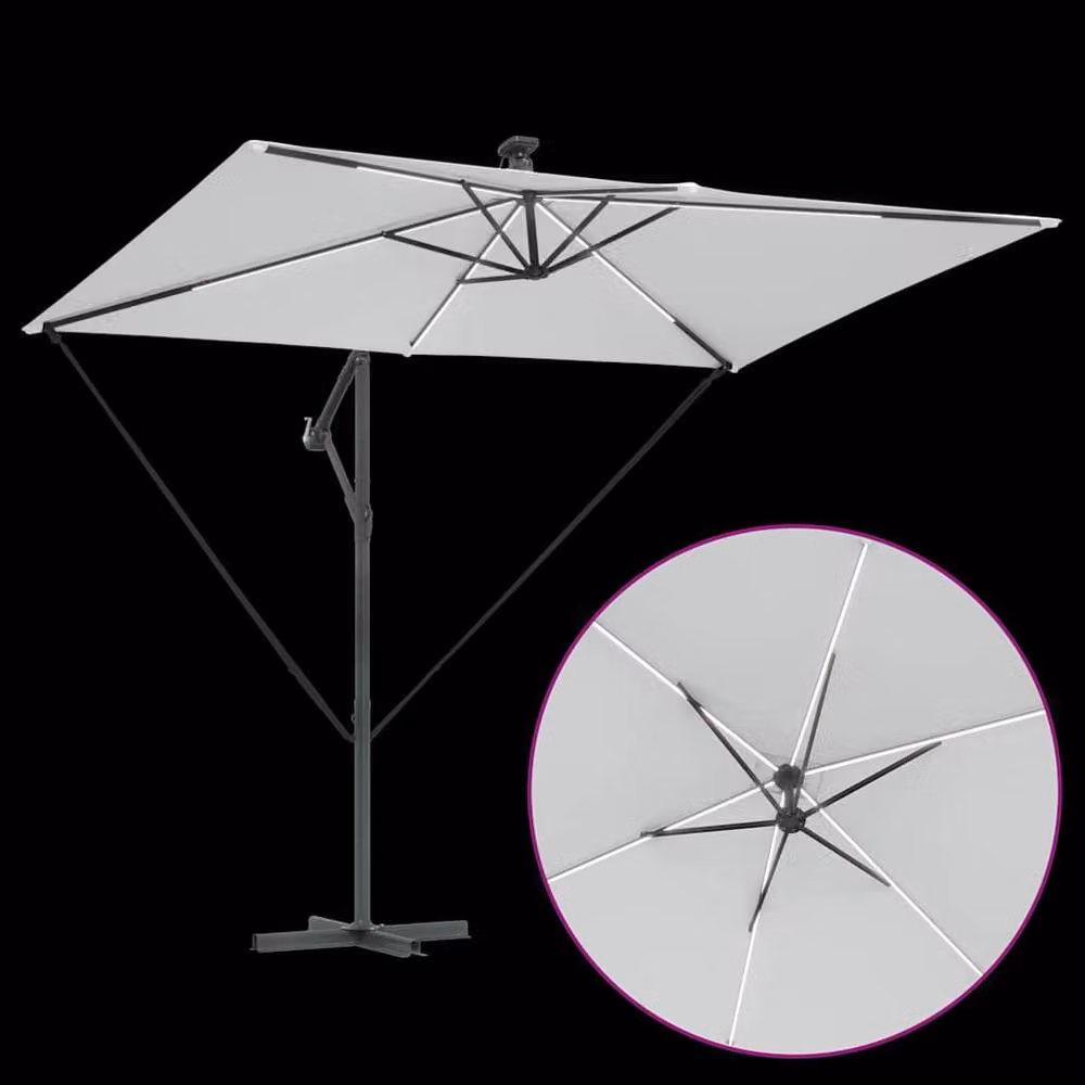 Berkfield Home Modern Cantilever Banana Parasol in Light Sand, W/D/H: 294 x 200 x 254 cm – 6