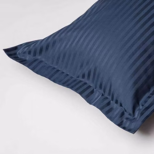 Belledorm 540 Thread Count Egyptian Cotton Mako Satin Stripe Oxford Pillowcase Pair in Blue – 1