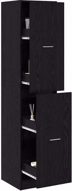Berkfield Home Modern Apothecary Wall Mounted Cabinet in Black Oak, W/D/H: 40 x 41 x 174.5 cm