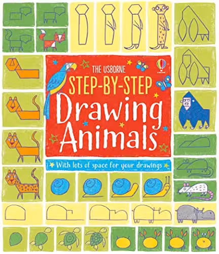 Usborne Step-by-Step Drawing Animals: 1 Multicolour Paper Book – 1