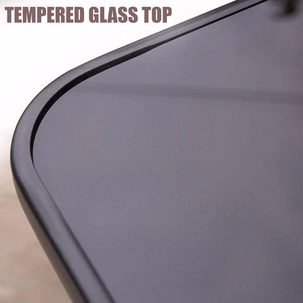 Crystals Black Folding Side Table with Glass Top for Garden and Terrace, W/D/H: 50 x 50 x 50 cm – 3