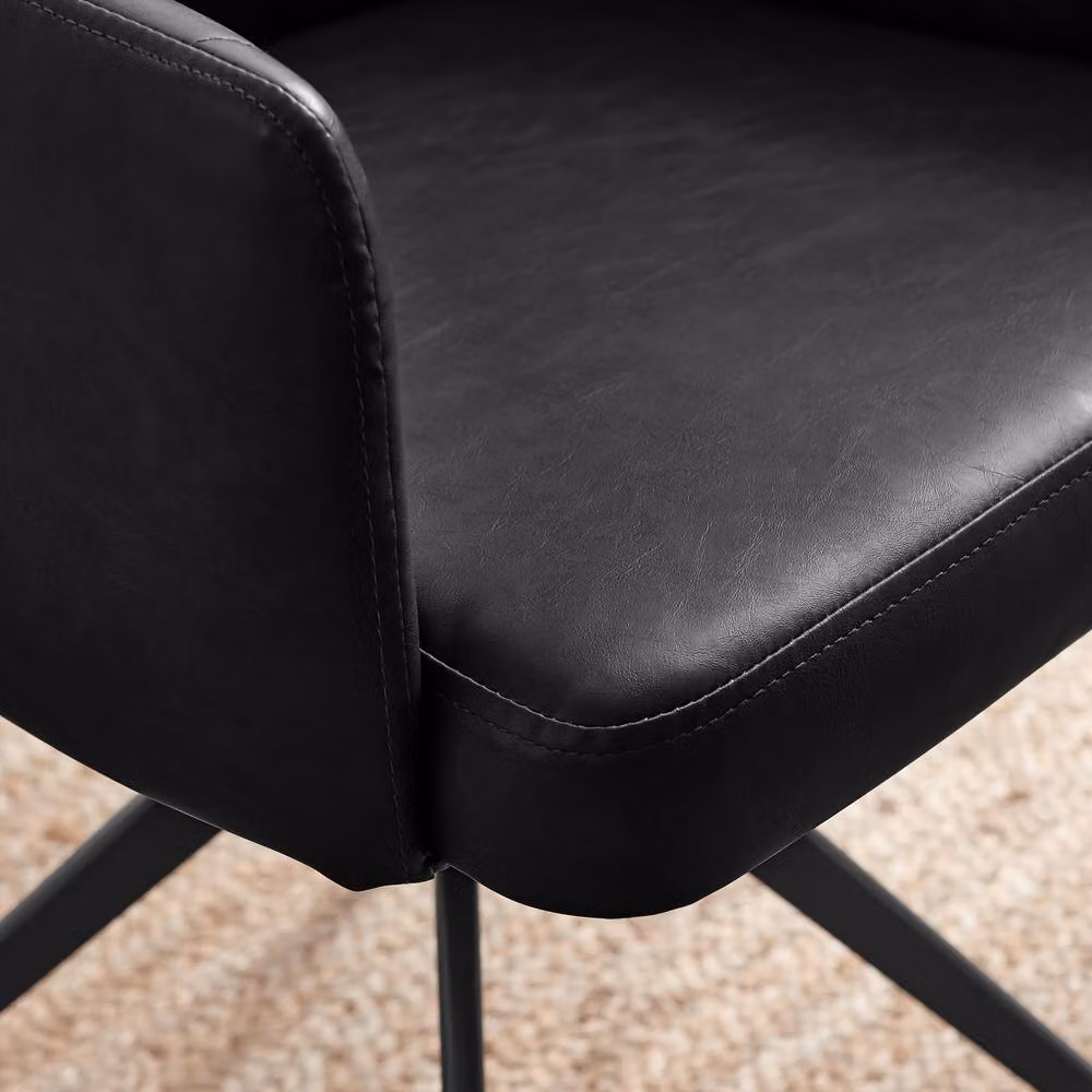 FurnitureboxUK Calla Black Faux Leather Swivel Dining Chairs (Set of 2) – 3