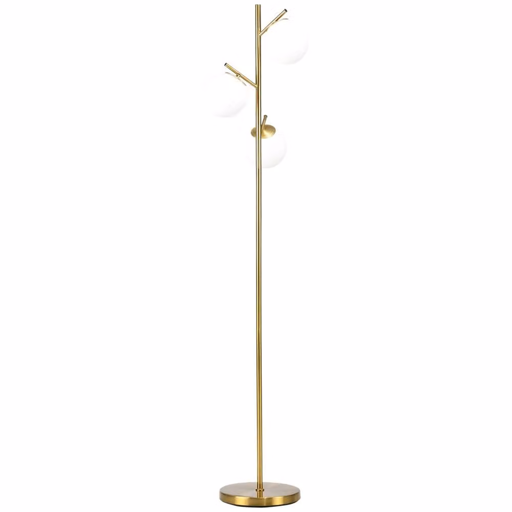 Wyld Haus Tasozi 3 Light Tree Floor Lamp in Gold and White with Glass Globe Shades, Height: 169 cm – 2