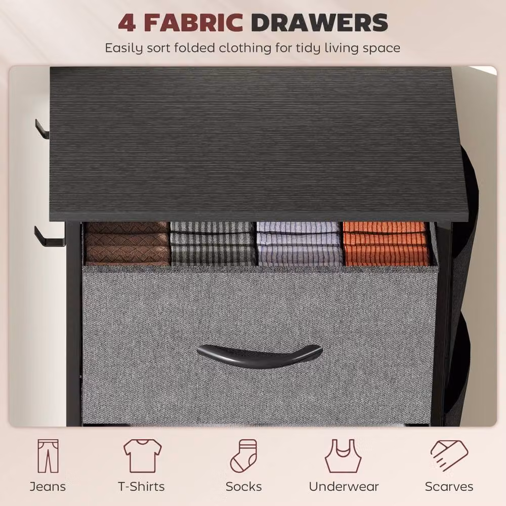 Wyld Haus Lolova 4 Drawer Storage Chest in Charcoal Grey Fabric and Metal – 5