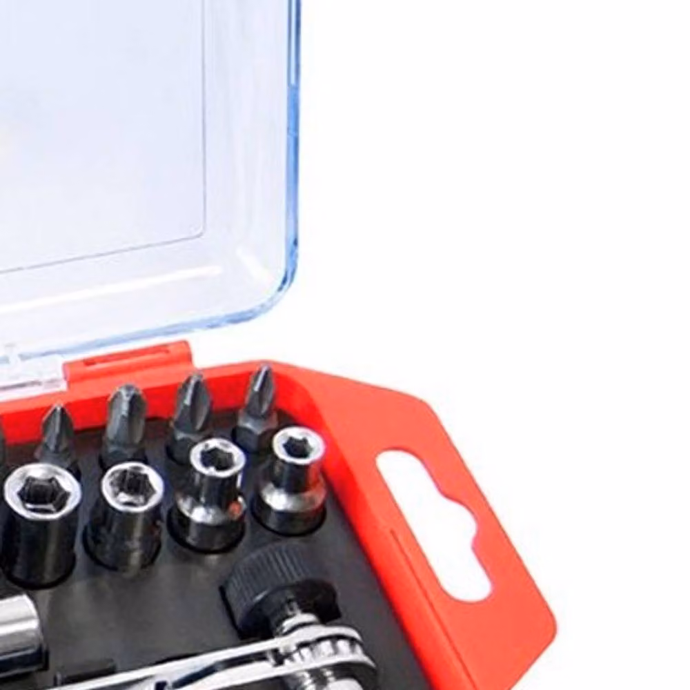 Amtech Offset Ratchet Handle Bit and Socket Set, 23-Piece, Red and Multicolour – 2