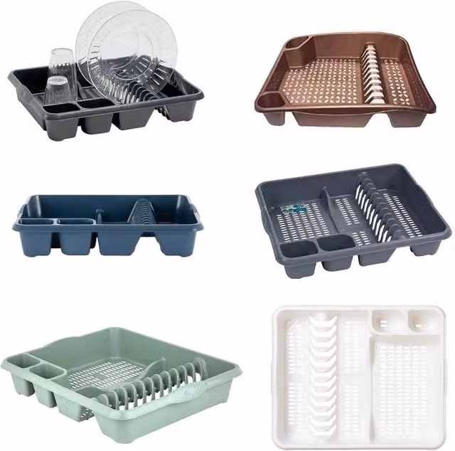 NESTLUNE Blue Plastic Kitchen Sink Dish Drainer and Cutlery Holder, W: 100 cm, D: 15 cm, H: 15 cm – 1