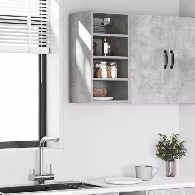 Berkfield Home Wall Mounted Hanging Kitchen Cabinet in Grey, W/D/H: 30 x 29.5 x 60 cm