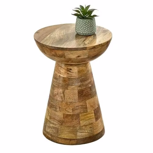 Indian Hub Surrey Round Mushroom Style Side Table in Brown Mango Wood W/D/H: 36 x 36 x 46 cm – 1