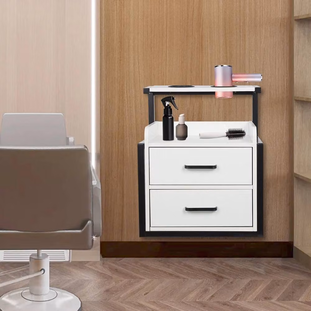 Ventryn White Wall Mounted Modern Bathroom Storage Cabinet with Internal Drawers and Open Shelf – 3